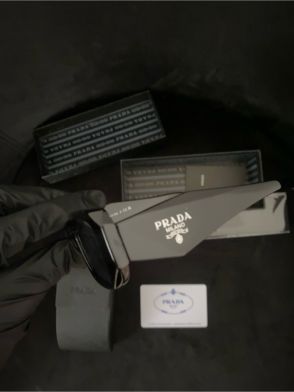 Prada Milano Logo-Arm Luxury Black Sunglasses